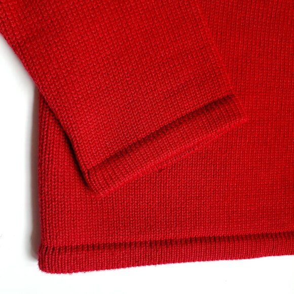 EDDIE BAUER 100% COTTON Womens Faire Isle Fisherman Sweater Red & Black Boxy - Picture 5 of 8